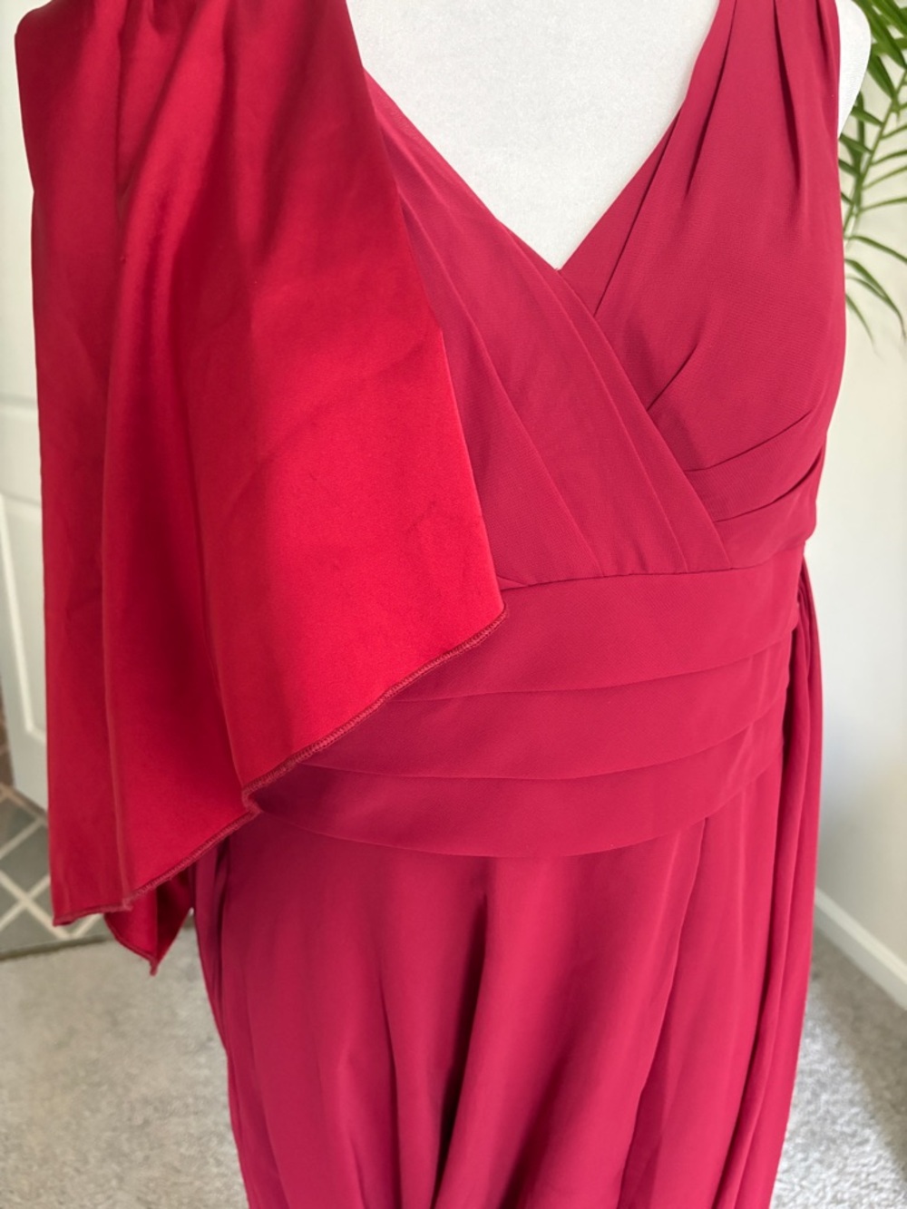 Azazie Burgundy V-Neck Maxi Dress - Picture 7 of 12